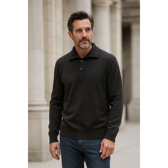 Inhabit Cashmere Collared Pullover Sweater in Gray L